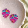 Pink Leaf Beaded Earring