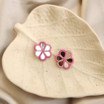 Beaded Pink Studs