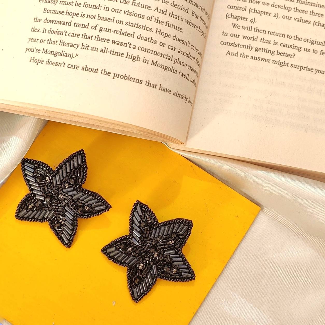 Star Beaded Black Party Studs